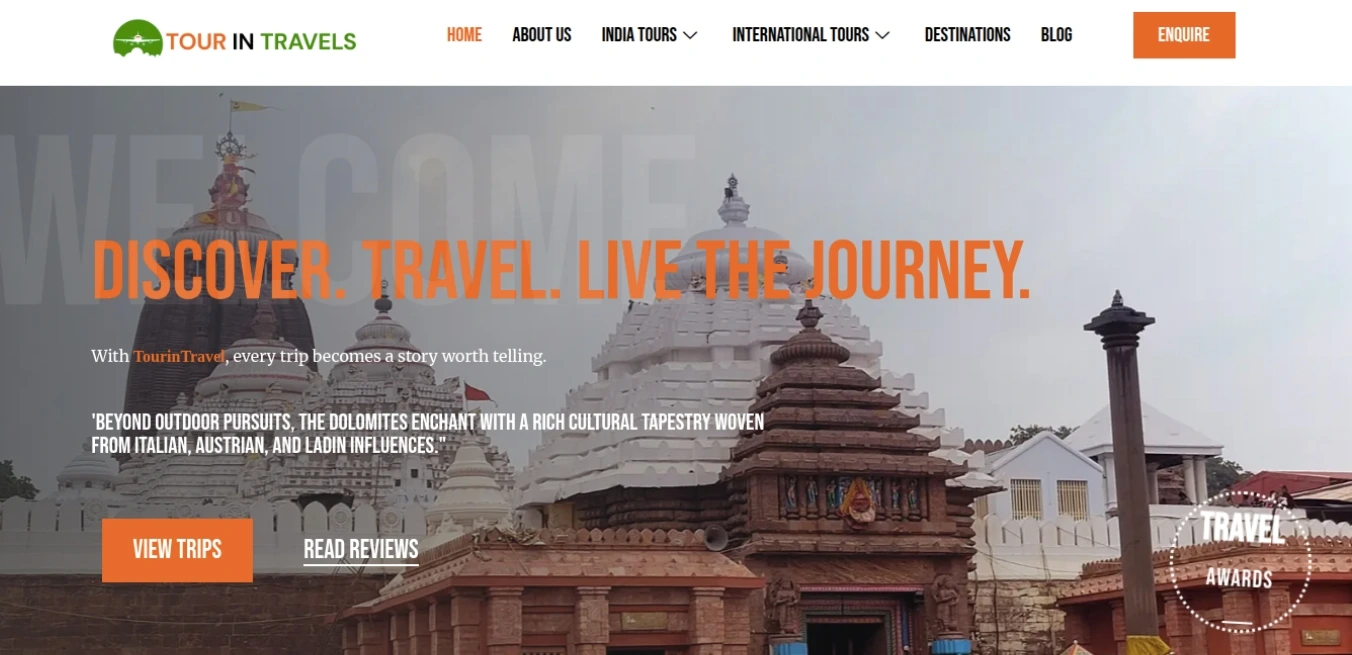 TourInTravel approached Sthaniya Saathi to build a complete digital ecosystem for their travel and tourism business. The project included logo design, responsive travel website development, SEO optimization, social media management, and performance marketing to establish a strong online presence and generate quality travel leads.